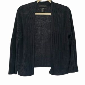 Tahari Navy Blue Lightweight 100% Linen Open Front Cardigan  Sweater Size Large